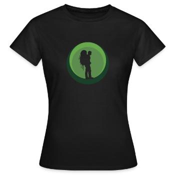 Backpacker Pilger Wanderer - Frauen T-Shirt - Schwarz - Vorne - AI Model Female 172 dark (172cm)