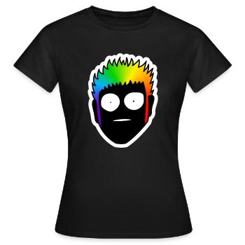Choqué avec des yeux écarquillés : Sticky Queer Pride - T-shirt Femme - noir - Devant - AI Model Female 172 dark (172cm)