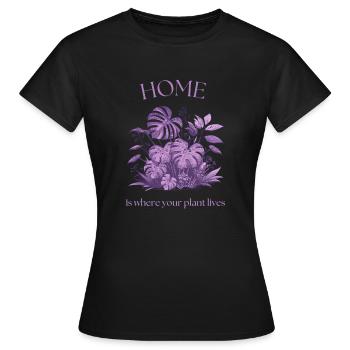 La maison, c’est là où vit votre plante - T-shirt Femme - noir - Devant - AI Model Female 172 dark (172cm)