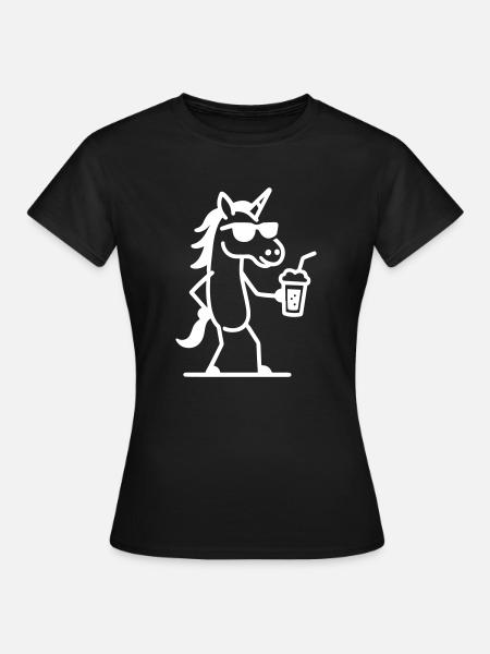 Einhorn Cool Drink - Frauen T-Shirt - Schwarz