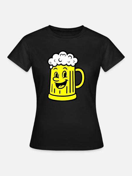 Bierkrug Comic Bier - Frauen T-Shirt - Schwarz