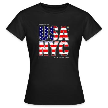 USA NYC New York City Amerikanische Flagge I Love NY - Frauen T-Shirt - Schwarz - Vorne - AI Model Female 172 dark (172cm)