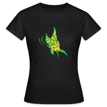 Or vert papillon de nuit - T-shirt Femme - noir - Devant - AI Model Female 172 dark (172cm)