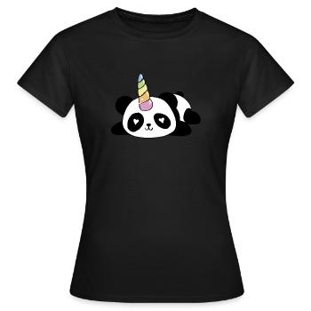 Pandacorn, Panda, Einhorn, Unicorn, Einhörner - Frauen T-Shirt - Schwarz - Vorne - AI Model Female 172 dark (172cm)