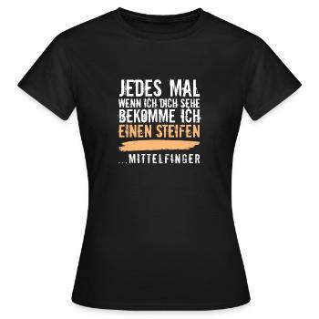 "Mittelfinger-Spruch" für Exfreundin oder Kollegen - Frauen T-Shirt - Schwarz - Vorne - AI Model Female 172 dark (172cm)