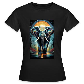 Elephant | Wild Animal | Africa | Children's motifs - Women's T-Shirt - black - Front - AI Model Female 172 dark (172cm)