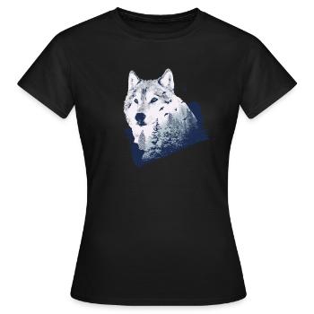 Wolf - Frauen T-Shirt - Schwarz - Vorne - AI Model Female 172 dark (172cm)