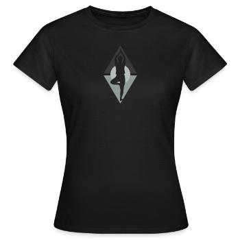 Mantra Yoga Sonnengruß - Frauen T-Shirt - Schwarz - Vorne - AI Model Female 172 dark (172cm)
