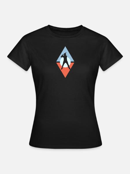 Baseball Catcher Batting b - Frauen T-Shirt - Schwarz