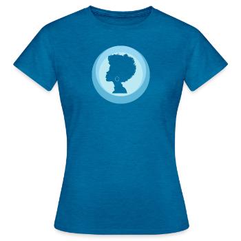 Afro Beat Funky - T-shirt Femme - bleu saphir antique chiné - Devant - AI Model Female 172 dark (172cm)