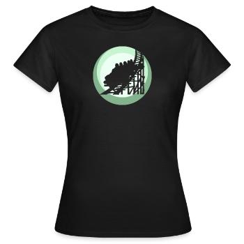 Achterbahn Kirmes Rummel - Frauen T-Shirt - Schwarz - Vorne - AI Model Female 172 dark (172cm)