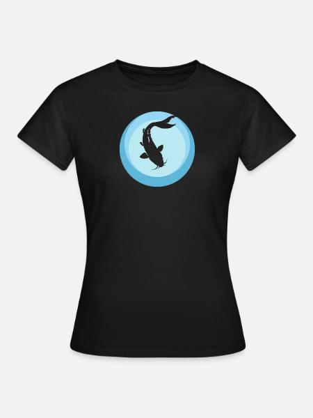 Koi Fisch Fischkopf Fischer - Frauen T-Shirt - Schwarz