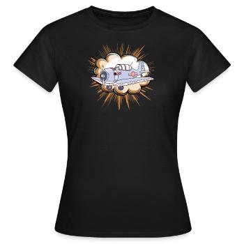 Flugzeug Fliegen - Frauen T-Shirt - Schwarz - Vorne - AI Model Female 172 dark (172cm)