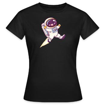 Astronaut Spaceman Space Shuttle - Frauen T-Shirt - Schwarz - Vorne - AI Model Female 172 dark (172cm)