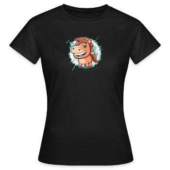 Pferde Pferdekopf Sattel - Frauen T-Shirt - Schwarz - Vorne - AI Model Female 172 dark (172cm)