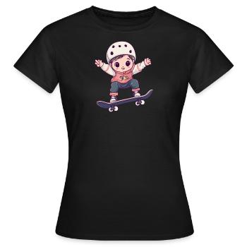 Skate Skateboard Sk8er - Frauen T-Shirt - Schwarz - Vorne - AI Model Female 172 dark (172cm)