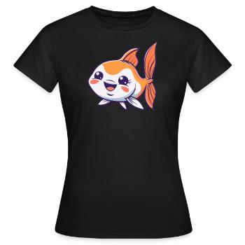 Fische Fischen Fischer - Frauen T-Shirt - Schwarz - Vorne - AI Model Female 172 dark (172cm)