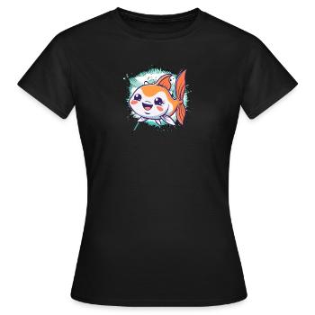 Fische Fischerei - Frauen T-Shirt - Schwarz - Vorne - AI Model Female 172 dark (172cm)