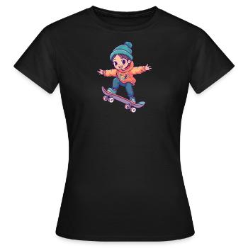 Skate Skater - Frauen T-Shirt - Schwarz - Vorne - AI Model Female 172 dark (172cm)
