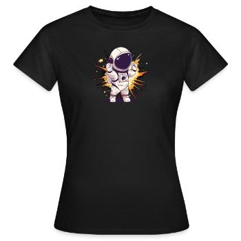 Astronaut Spaceman Spaceship - Frauen T-Shirt - Schwarz - Vorne - AI Model Female 172 dark (172cm)