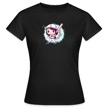 Baseball Baseballspieler Wide Receiver - Frauen T-Shirt - Schwarz - Vorne - AI Model Female 172 dark (172cm)
