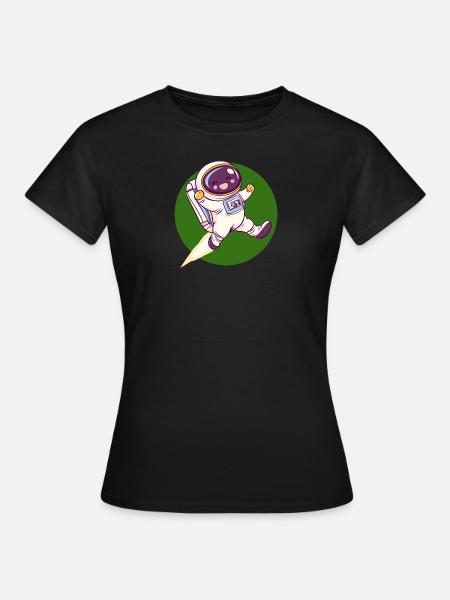 Astronaut Weltall - Frauen T-Shirt - Schwarz