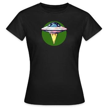 UFO Untertasse - Frauen T-Shirt - Schwarz - Vorne - AI Model Female 172 dark (172cm)