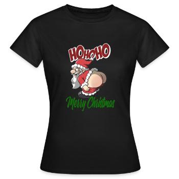 Rude Santa - Ho Ho Ho - Merry Christmas - Women's T-Shirt - black - Front - AI Model Female 172 dark (172cm)