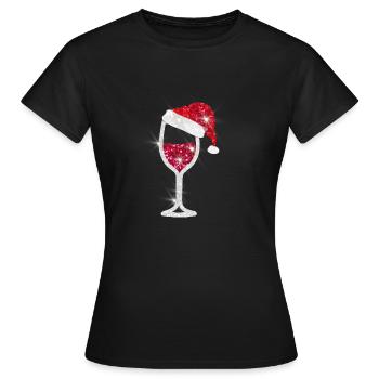 Weinglas Weihnachten für Weintrinker und Winzer - Frauen T-Shirt - Schwarz - Vorne - AI Model Female 172 dark (172cm)