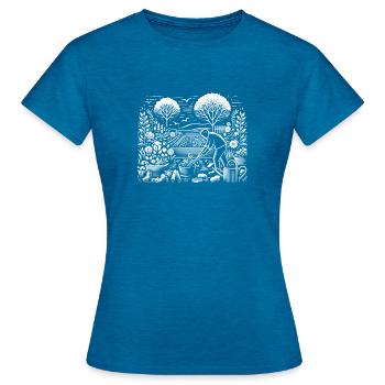 Jardinage - T-shirt Femme - bleu saphir antique chiné - Devant - AI Model Female 172 dark (172cm)