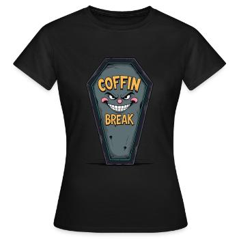 Gruseliges Sarg-Design mit frechem Gesicht - Frauen T-Shirt - Schwarz - Vorne - AI Model Female 172 dark (172cm)