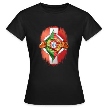 Suisse Portugal double nationalité - T-shirt Femme - noir - Devant - AI Model Female 172 dark (172cm)