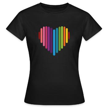 Coeur arc-en-ciel, Amour, Love is love, - T-shirt Femme - noir - Devant - AI Model Female 172 dark (172cm)
