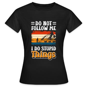 Sports Snow Winter sports Wooden sledges - Women's T-Shirt - black - Front - AI Model Female 172 dark (172cm)