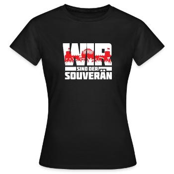 Wir sind der Souverän - Poltik - Demonstration - Frauen T-Shirt - Schwarz - Vorne - AI Model Female 172 dark (172cm)