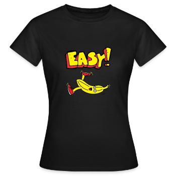Bam Bam Easy Banana. Bananendesign Kindergarten - Frauen T-Shirt - Schwarz - Vorne - AI Model Female 172 dark (172cm)