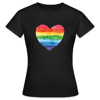 pride coloré arc-en-ciel csd gay amour coeur mariage love - T-shirt Femme - noir - Devant - AI Model Female 172 dark (172cm)