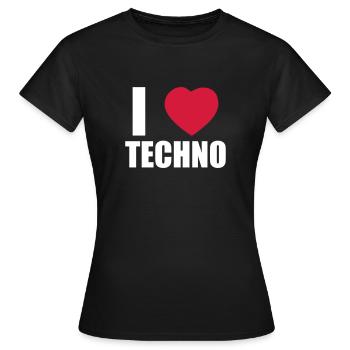 I LOVE TECHNO 2 - T-shirt Femme - noir - Devant - AI Model Female 172 dark (172cm)