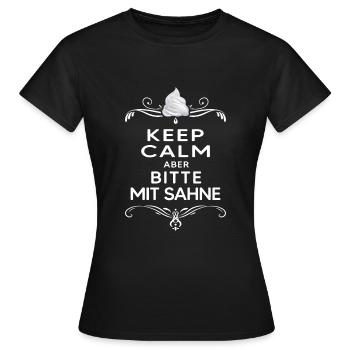 pause déjeuner « restez calme mais s’il vous plaît avec de la crème"chill - T-shirt Femme - noir - Devant - AI Model Female 172 dark (172cm)