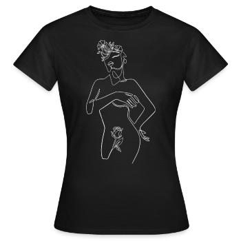 Amour de soi Femme Fleurs V-Day - T-shirt Femme - noir - Devant - AI Model Female 172 dark (172cm)