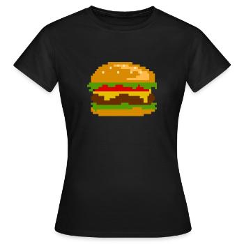 Pixel Burger - Design Nerd Fast Food - T-shirt Femme - noir - Devant - AI Model Female 172 dark (172cm)