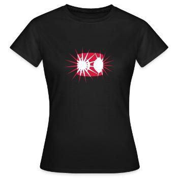 t-shirt personnalisé avec le motif "lumière bleue" - T-shirt Femme - noir - Devant - AI Model Female 172 dark (172cm)