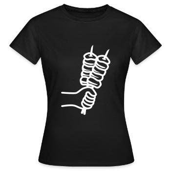 Spieß grill Icon - Frauen T-Shirt - Schwarz - Vorne - AI Model Female 172 dark (172cm)