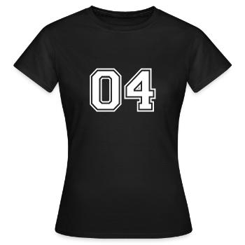 04 - College Style Sportswear - Jersey motif - Women's T-Shirt - black - Front - AI Model Female 172 dark (172cm)