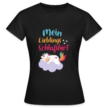 Mein Lieblings Schlafshirt Unicorn - Frauen T-Shirt - Schwarz - Vorne - AI Model Female 172 dark (172cm)
