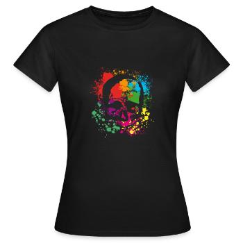 Crâne - crâne - éclaboussure de couleur - T-shirt Femme - noir - Devant - AI Model Female 172 dark (172cm)