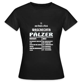 Funny Waschechta Pälzer Pfälzer Pfalz dialect - Women's T-Shirt - black - Front - AI Model Female 172 dark (172cm)