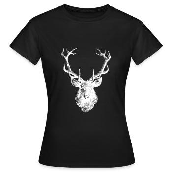Deer Moose Antler Deer Head Hunter - Women's T-Shirt - black - Front - AI Model Female 172 dark (172cm)