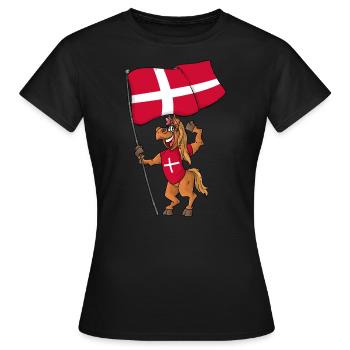 Dänemark Fan Pferd - Frauen T-Shirt - Schwarz - Vorne - AI Model Female 172 dark (172cm)