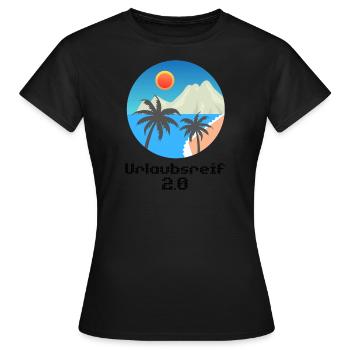 Urlaubsmotiv mit Palmen und Insel, Urlaubsreif 2.0 - Frauen T-Shirt - Schwarz - Vorne - AI Model Female 172 dark (172cm)